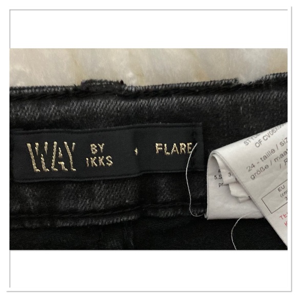 Ikks Flare Jeans Black Wash Size 24 - Picture 7 of 8